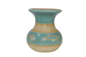VTG Handcrafted Stoneware Native American Art Deco Tribal Blue Pottery Vase - Picture 1 of 11