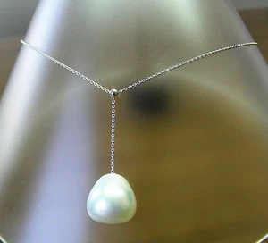 16,8 mm! COLLAR DESLIZANTE BLANCO AUST SOUTH SEA PERLA 100% SIN TRATAR + 18 ct WG + CERTIFICADO - Imagen 1 de 2