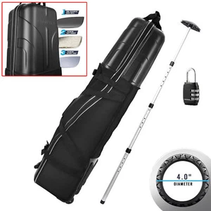 Hard Case Golf Club Travel Bag with Wheels Luggage Lock Cover Airline Waterproof - Picture 1 of 12