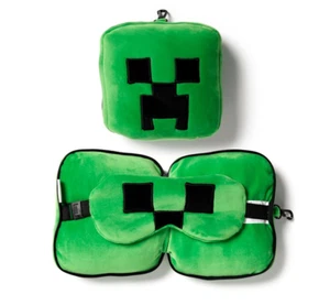 Puckator Relaxeazzz Minecraft Creeper Plüsch Reisekissen mit Augenmaske Kissen - Bild 1 von 4