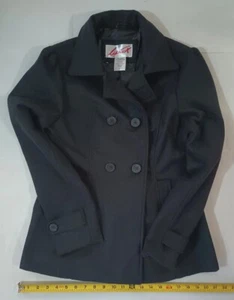 Lipstick Brand Women's Peacoat Pea Coat Black Size Medium - Picture 1 of 8