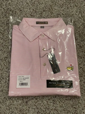 2023 Masters Peter Millar PINK CROWN SPORT Performance Polo Men's Large! Flag Cover