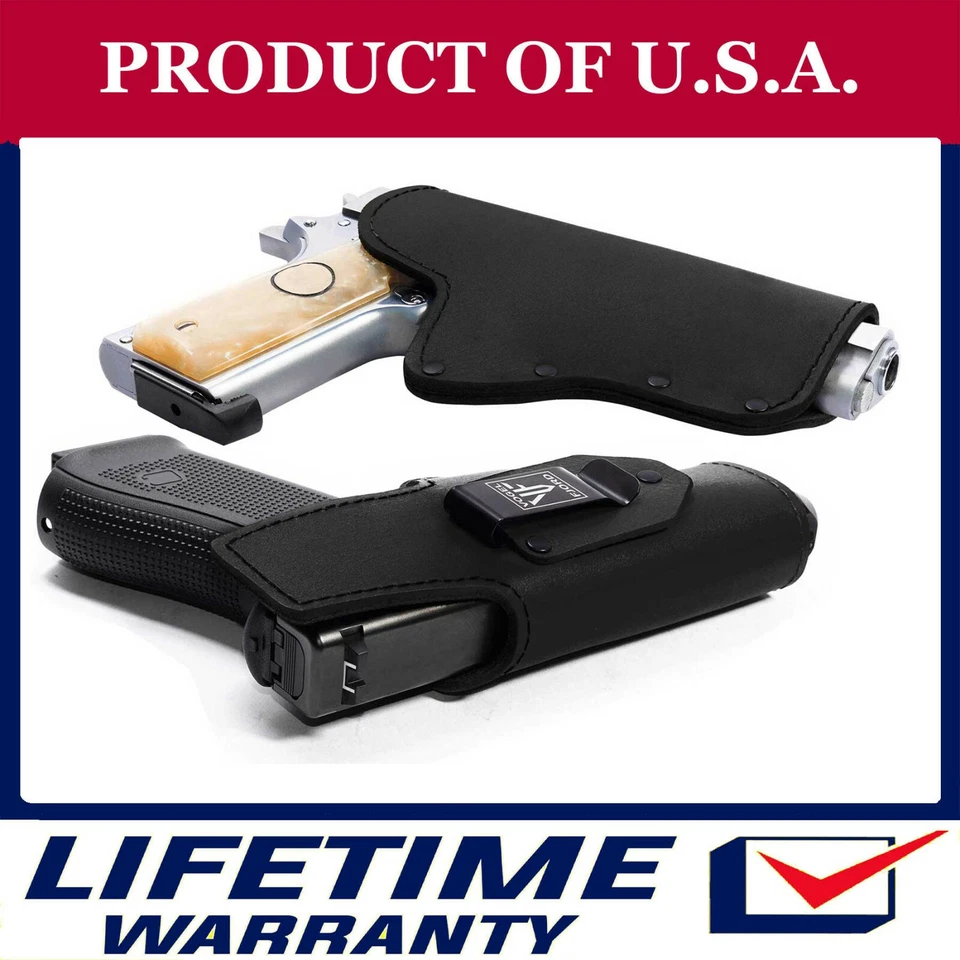 Gun Holster Full Grain Buffalo Leather IWB Handgun Pistol Concealed Carry Black - Image 1 of 4