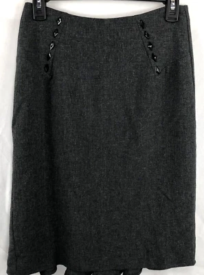 VTG BCX straight pencil skirt 3 gray beaded ruffle hem 26"W knee length 90s Y2K - Image 1 of 4