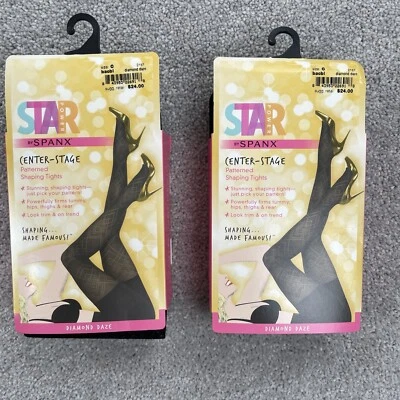 Medias modeladoras Spanx Diamond Daze negras talla C estrella Power escenario central Foto 1 de 4