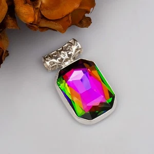 Mystic Topaz Gemstone 925 Sterling Silver Handmade Pendant For Gift SP-73 - Picture 1 of 10
