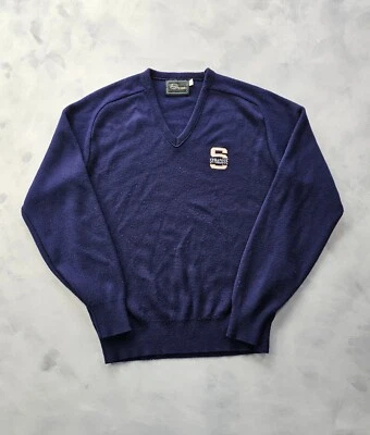 Syracuse Orange Navy Blue Artex Acrylic Knit Sweater Vintage NCAA 80s M - Image 1 of 4