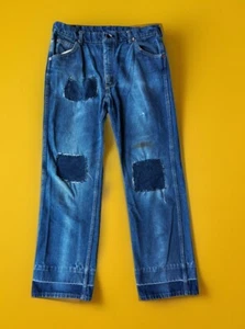 70s Roebucks Thrashed /PATCHED Faded Jeans.34/30.scoville - Picture 1 of 8