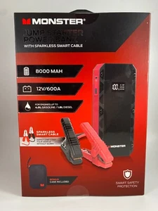 NEW Monster 12V/600A 8000mAh Jump Starter Power Bank w/ Sparkless Smart Cable - Picture 1 of 5