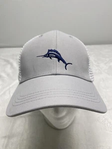 Tommy Bahama Hat Cap Adult Gray White Marlin Marlin Adjustable Mesh Trucker - Picture 1 of 12
