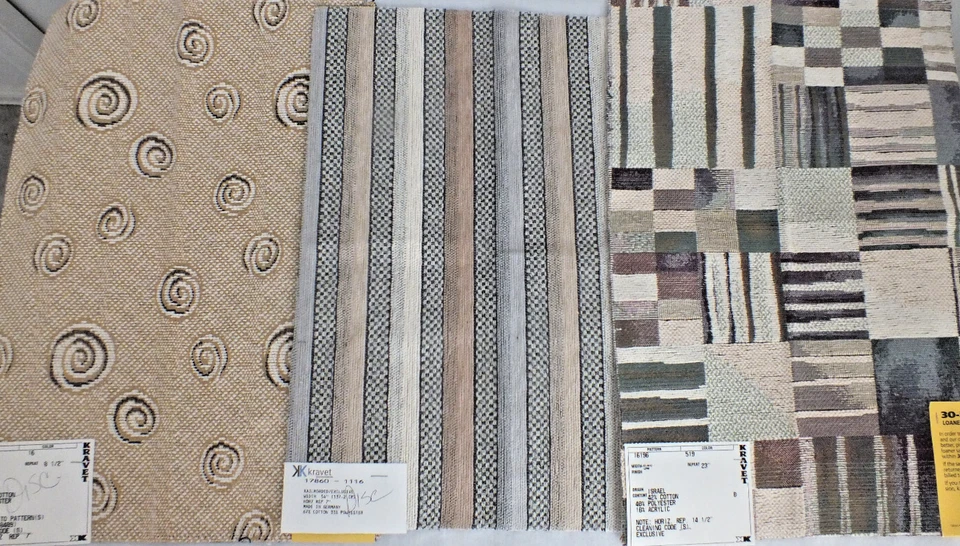 U pick  3 correlating Kravet 13x18" & 12"  sq. fabric samples 1990s vtg Hi end - Image 1 of 1