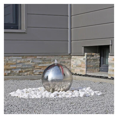 CLGarden Edelstahl Springbrunnen ESB9 poliert Kugelbrunnen Gartenbrunnen Set+LED - Bild 1 von 4