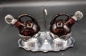 Farber Bros. Cambridge Amethyst Glass Oil Vinegar Cruet Set - Picture 1 of 13