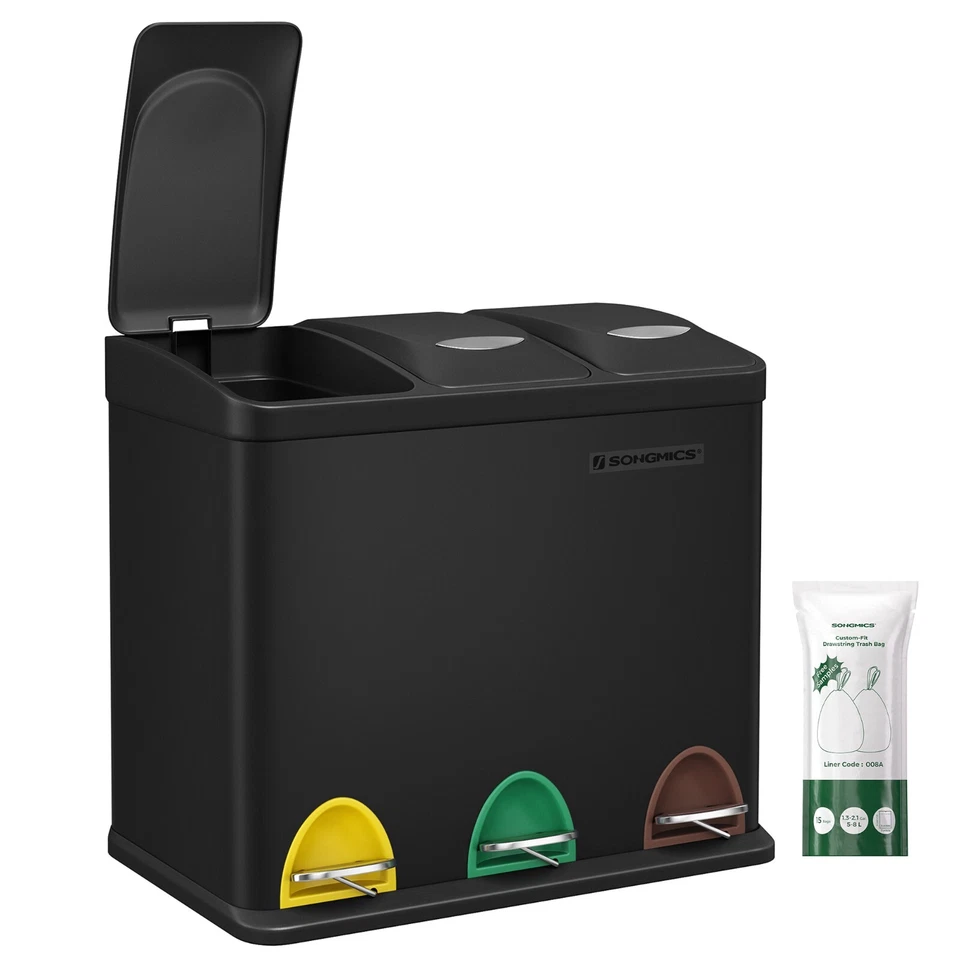 Mülleimer Abfalleimer Edelstahl Recycling Papierkorb Mülltrenner Küche LTB24BK - Bild 1 von 4