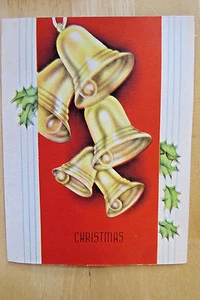GOLDEN BELLS VINTAGE PRE 1960 SIGNED CHRISTMAS HOLIDAY CARD SOMMERFIELD - Picture 1 of 5