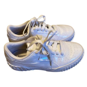 Puma Cali Patent Jr Youth Size 5c Triple White Sneakers 370139-01 Preloved - Picture 1 of 10