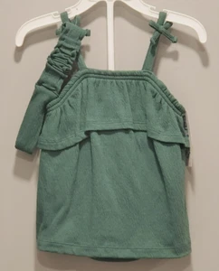 Baby Girl Carter's 3-Piece Crinkle Jersey Outfit Set Green 18 Months Headband - Picture 1 of 6