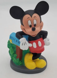Vintage Mickey Mouse w/ Mailbox Hard Plastic PVC Coin Piggy Bank Disney 8" Tall - Picture 1 of 6