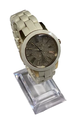 Elle Eiffel Tower Watch Gold Glitter Cream Ceramic EL20309B02N New Battery - Image 1 of 4