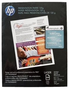HP Laser Präsentationspapier 120g glänzend 8,5 x 11, 250 Blatt *NEU*VERSIEGELT* - Bild 1 von 3