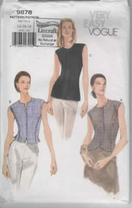Cut Sewing pattern Vogue 9878 ladies sleeveless top blouse princess seam 14-18 - Picture 1 of 2