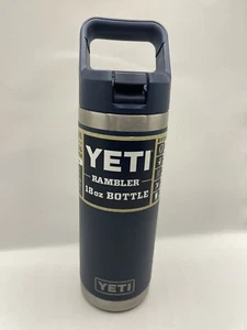 YETI Rambler 18 oz Bottle Vacuum Insulated Stainless Steel w Chug Cap Navy Blue - Picture 1 of 11