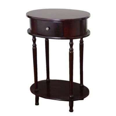 Homecraft Furniture Side End Table Dark Cherry Wooden Half Circle Storage Space - Image 1 of 4