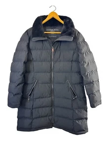 Andrew Marc Women's Black Stretch Puffer Coat Faux Fur Collar Size XL - Preowned - Picture 1 of 10