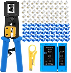 Rj45 Crimping Tool for Cat6 Cat5E Cat5, Sturdy Crimper for Rj45 Rj12/11 Pass-Thr - Afbeelding 1 van 12