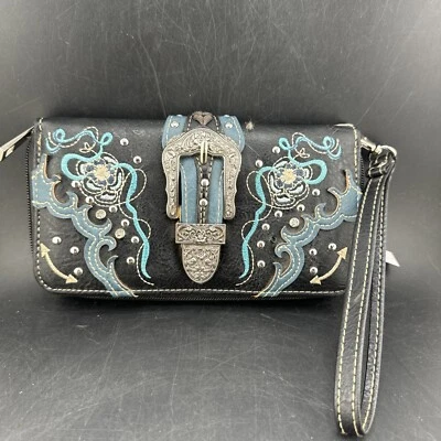 Cartera 📦 floral Justin West Buckle Flower Stud Foto 1 de 4