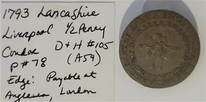 1794 Großbritannien Middlesex Lackington's Conder Medaille Half Penny 1/2P - Bild 1 von 3