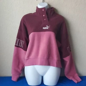 NWT XL Puma Women's 2 piece Pink & Maroon Pullover Top & joggers - Picture 1 of 5