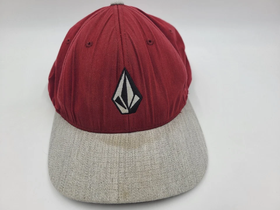Volcom Stone Distressed Flex Fitted L-XL Hat Cap Skate Surf Men Women Red Gray - Image 1 of 4