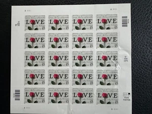 Scott #3551 LOVE Rose Pane of 20 57¢ Stamps (2002) - Picture 1 of 1