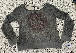 Metal Mulisha Women’s Gray Rose Skull Scoop Neck Tee XL Long Sleeve NWT - Picture 1 of 9