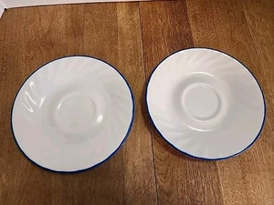 Set of 2 Corelle Blue Velvet Swirl Saucers - No Cups - Saucers Only - Picture 1 of 3