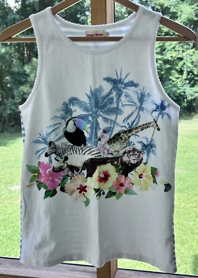 Camisa sin mangas Paper Wings Island Life para niñas talla 14 divertida con tema de vida silvestre algodón orgánico Foto 1 de 4