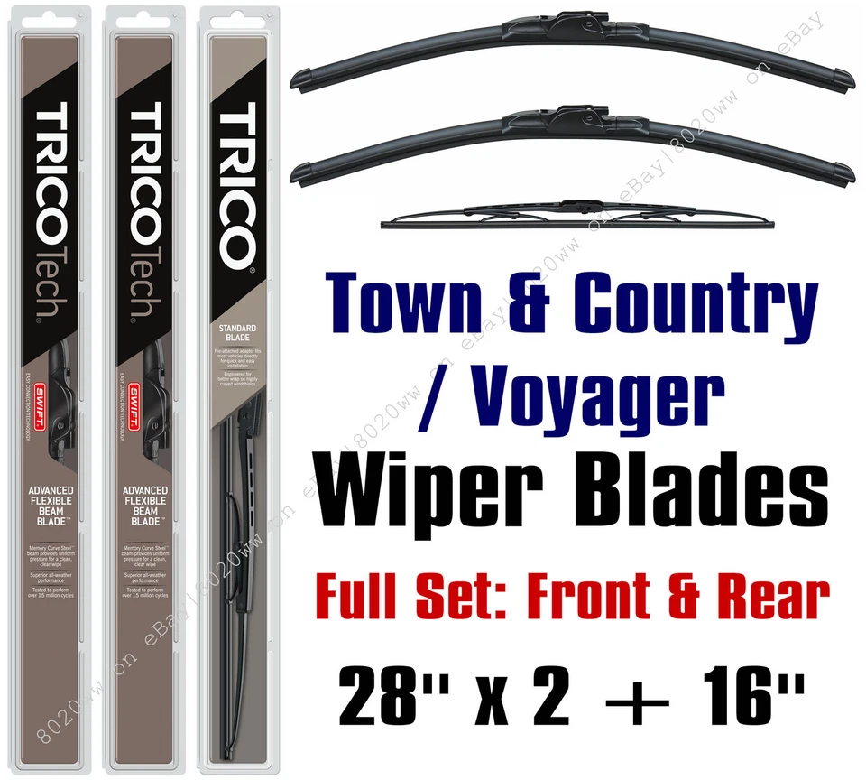 Limpiaparabrisas delantero y trasero Chrysler Town & Country 2001-2007 paquete de 3 19280x2/30160 Foto 1 de 1