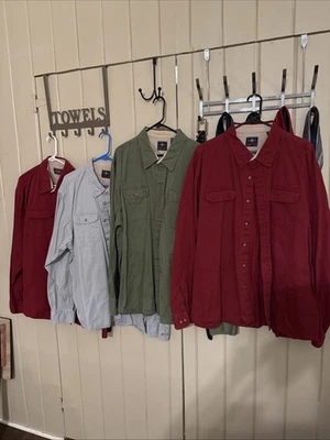 Lot Of 4 Wrangler 100% Cotton Long Sleeve Button Up Western Farming Shirts 3XL - Image 1 of 4