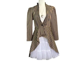 Giacca gotica con corsetto a righe dietro | Cappotto blazer vittoriano XL Witchcore Steampunk - Foto 1 di 7