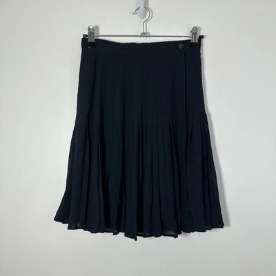 Falda Valentino Vintage Miss V 100% Seda Plisada Azul Marino Talla 6 Foto 1 de 4