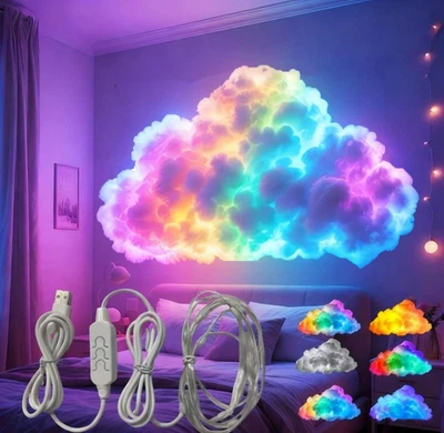 USB-Powered Thundercloud LED Light Decor,DIY Chasing Music Sync 3D Cloud Lights