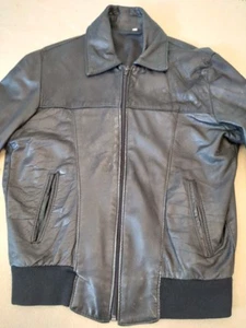 Vintage 70er 80er schwarze weiche Leder Bomberjacke XS / S Mod Indie Rock Skinny - Bild 1 von 11