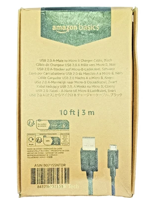Amazon Basics USB 2.0 A Male to Micro B Charge Cable 6ft /1.8m Quick delivery OB - Image 1 of 3