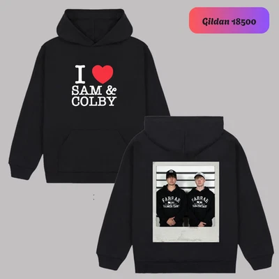 I Heart Sam And Colby Autograph Merch Hoodie, REPRINT - Image 1 of 4