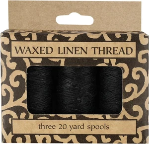 Lineco Waxed Genuine Linen Thread, 20 Yards, Pack of 3 Spools: Black (BBHM209) L - Picture 1 of 12