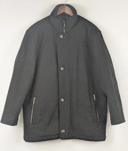 Jos A Bank Coat Mens Large Brown Wool Blend Zip Quilted Faux Suede Lined Jacket - Picture 1 of 11