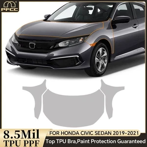 For Honda Civic Sedan 2019-2021 Hood Fender Precut Paint Protection Film PPF TPU - Picture 1 of 20