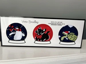 Vera Bradley Women’s Christmas Socks Gift Set 3 Pairs Holiday Snow Globe NWT - Picture 1 of 7