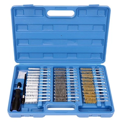 38x Steel/Brass/Nylon Wire Brush Drill Attachment Set Bore Brush Pipe Cleaner UK